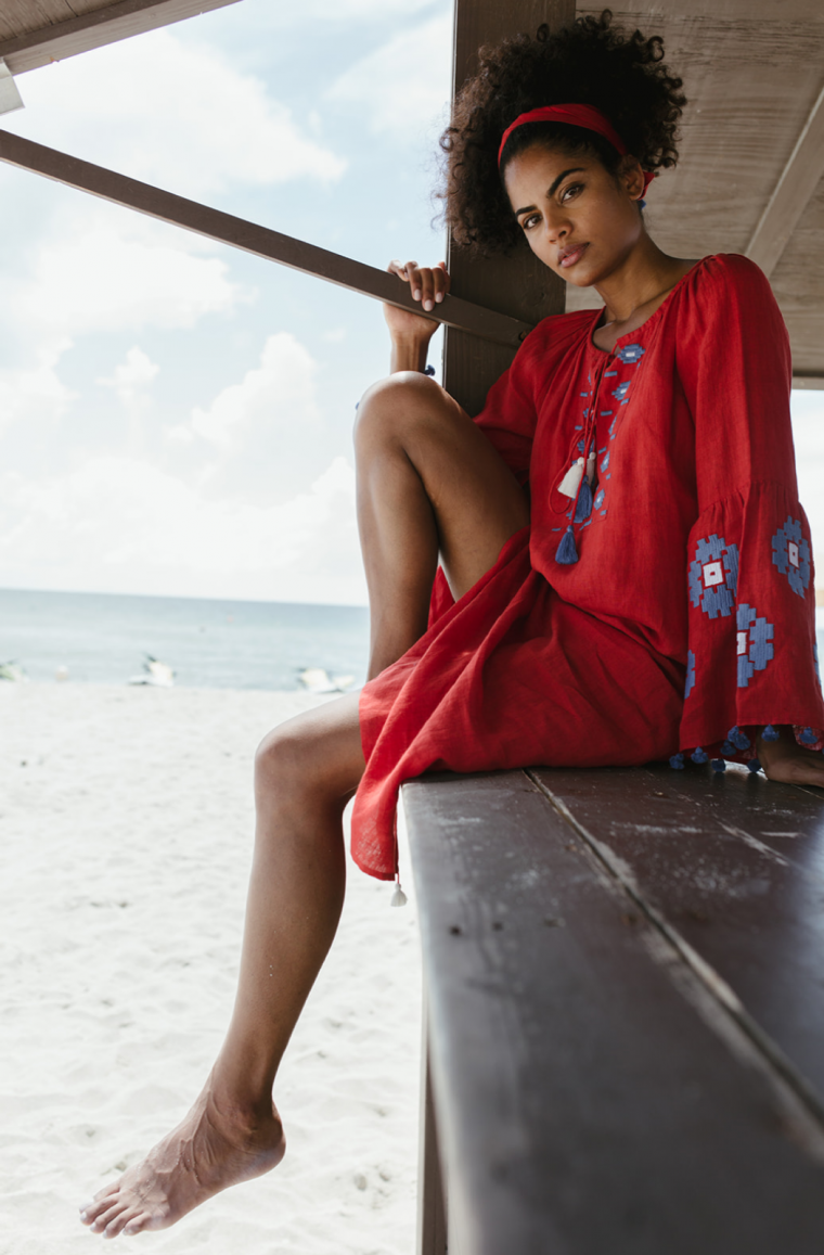 Red Floral Beach Dress